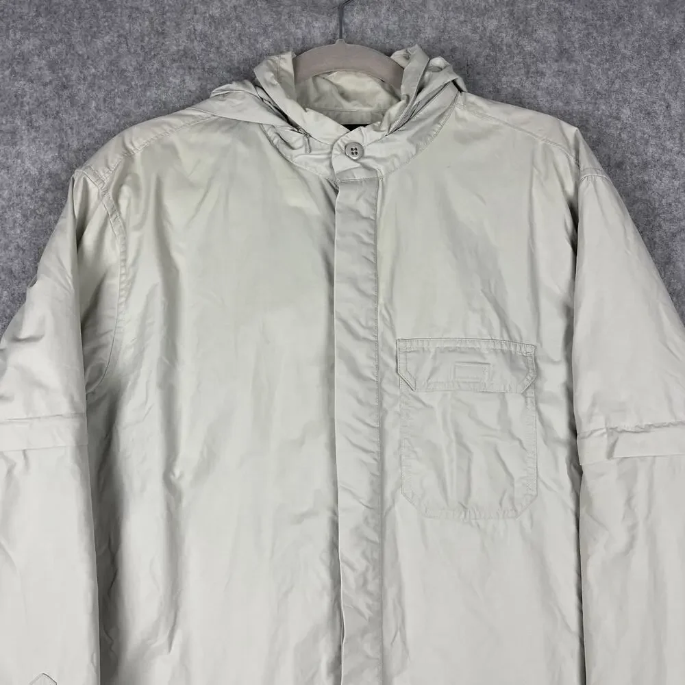 Banana Republic Shirt Mens L‎ Stowaway Hood Nylon Zip Off Sleeve Outdoor Fishing